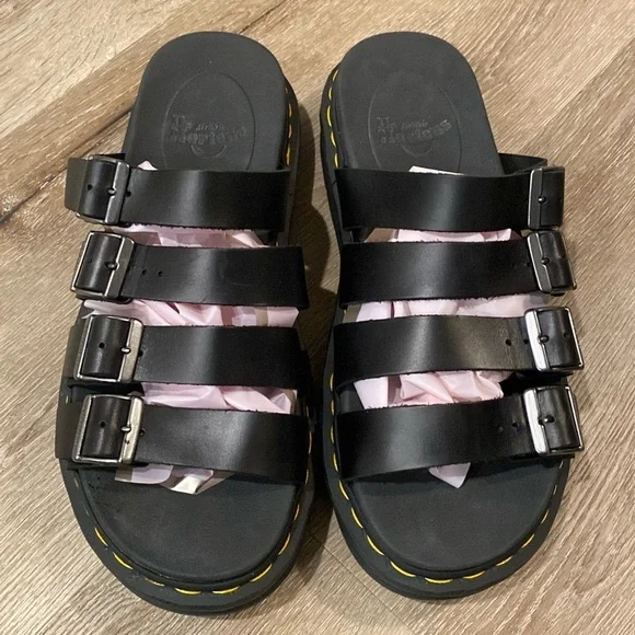 ❌SOLD❌ EUC [Dr. Martens] Black Leather Tate Sandals w Adjustable Buckles Mens 12 - Picture 5 of 15
